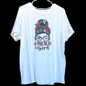 San Francisco‎ 49ers Womens Shirt Messy Bun Plus Size 2X White Football Niners